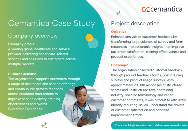 Cemantica Case Study Global Healthcare Service Provider Enhances Customer Feedback Analysis thumbnail