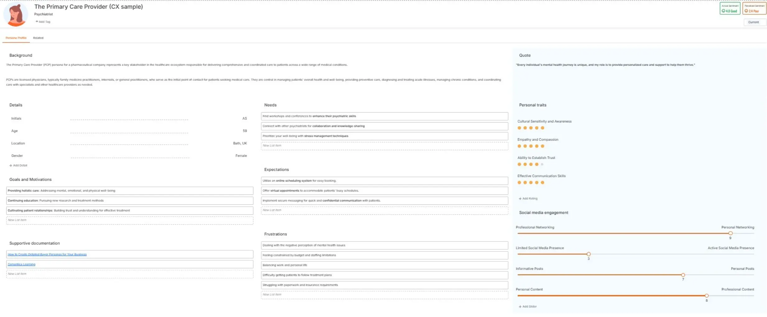 Primary Care Provider Persona Template