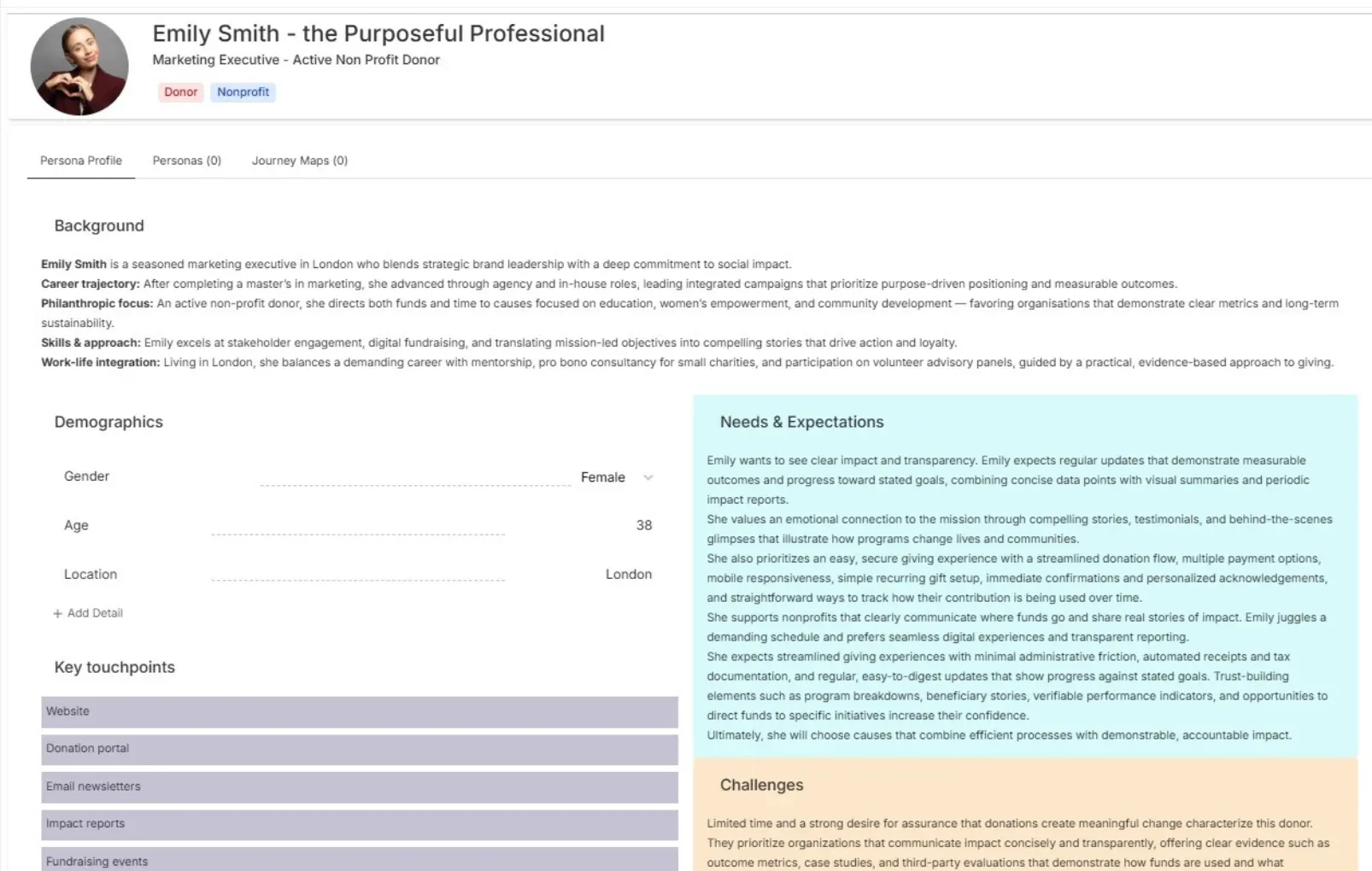 Donor Persona Emily Smith the Purposeful Professional
