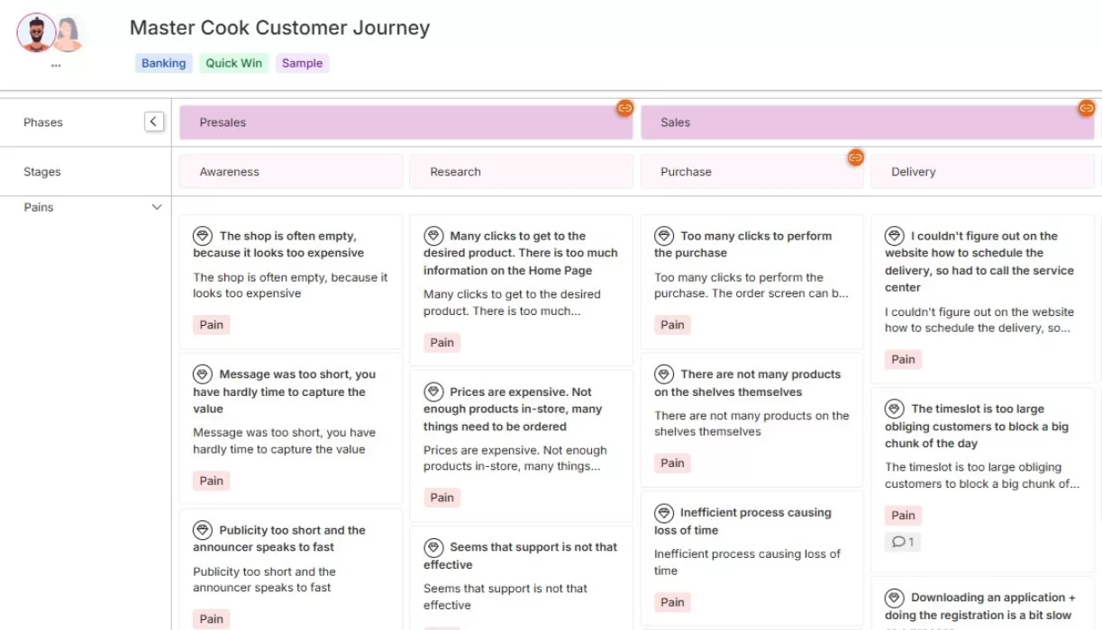 Customer journey map pain points