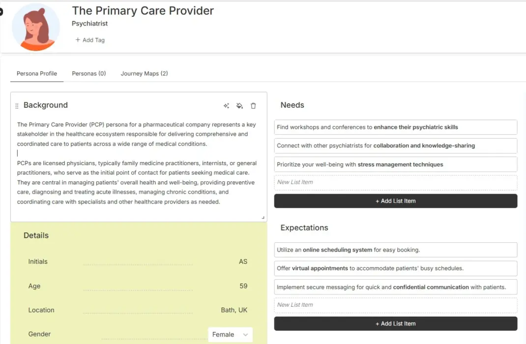 Persona template examples blog prescriber persona