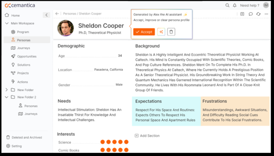 Persona creation ai cemantica